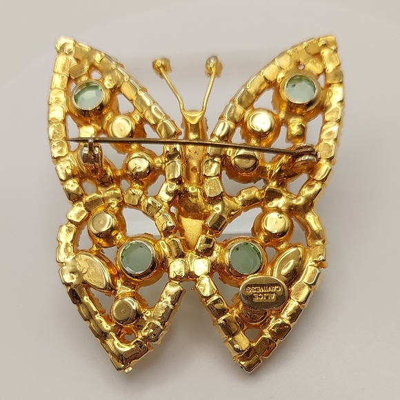 ALICE CAVINESS Green URANIUM GLASS Butterfly Vintage Glower Brooch Pin EVC - Picture 7 of 15